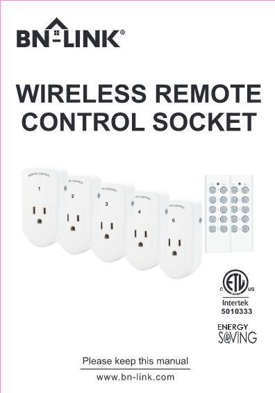BN-LINK ES1513-5-2 Wireless Remote Control Electrical Outlet Switch Owner's  manual