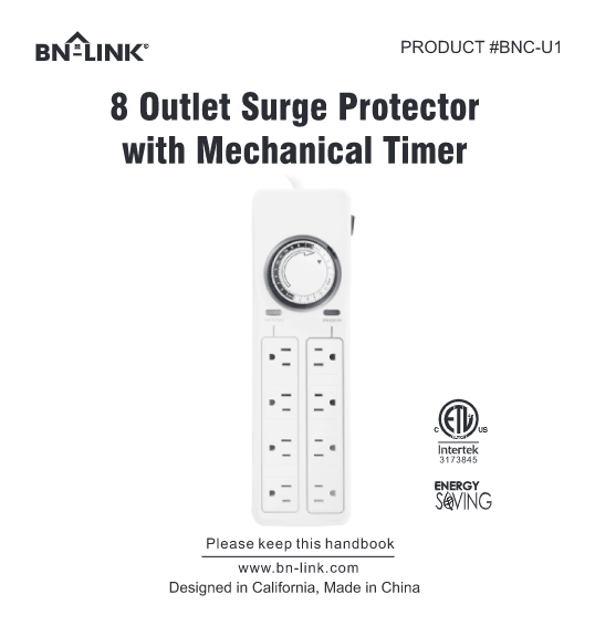 8 Outlet Strip Surge Protector with 7-Day Digital Timer BN-LINK - BN-LINK