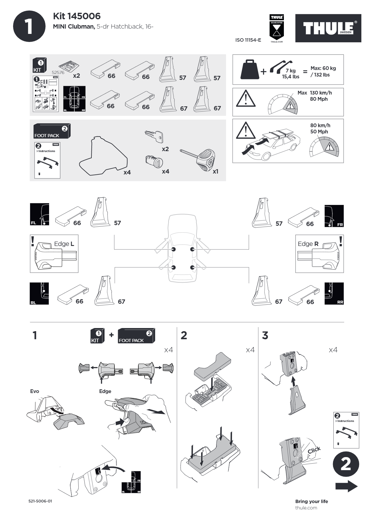 THULE Evo Clamp Fitting Kit 5006