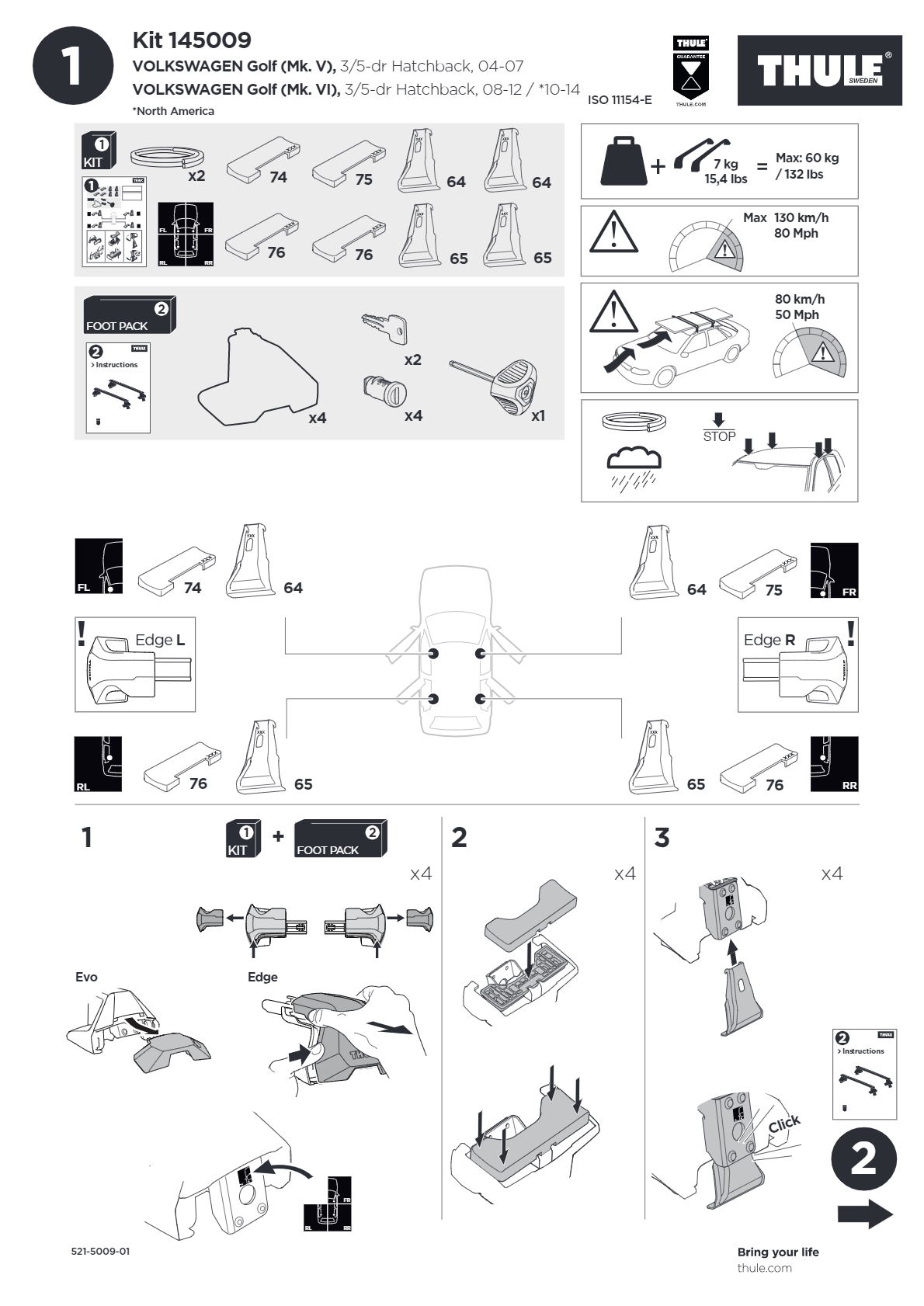 THULE Evo Clamp Fitting Kit 5009