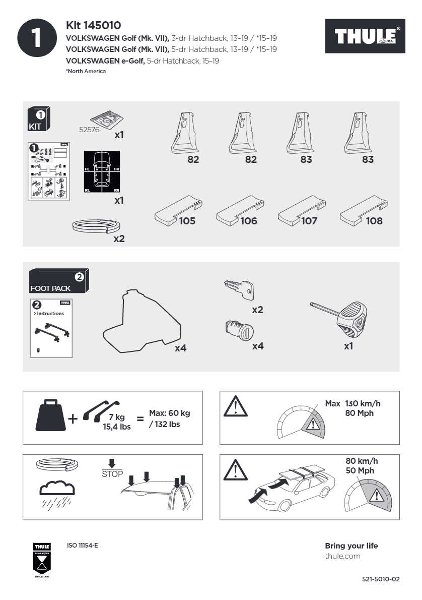 THULE Evo Clamp Fitting Kit 5010