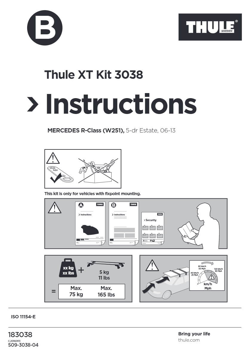 THULE Roof Bar Rapid Fixpoint XT Fitting Kit 3038