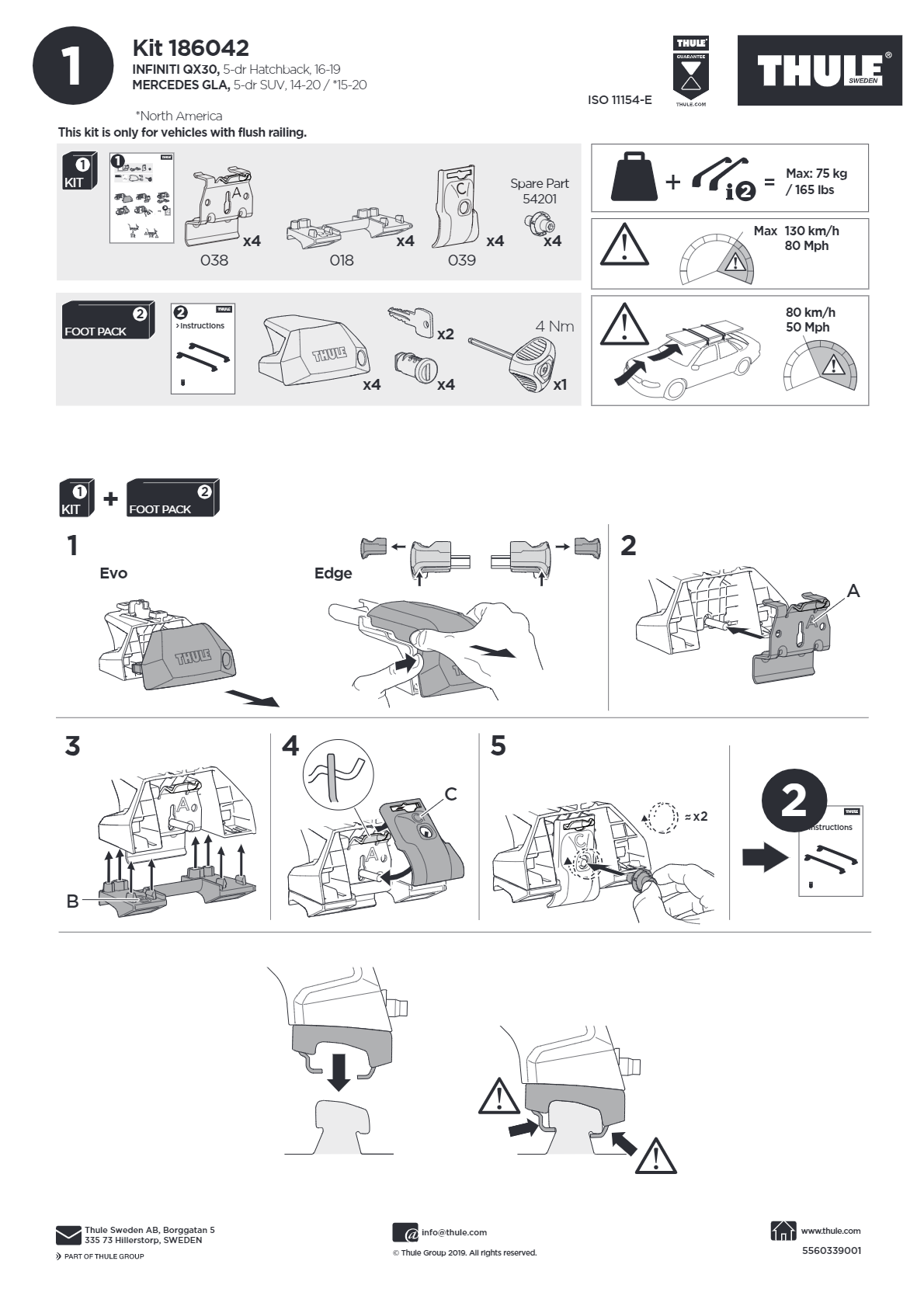 THULE Flush Rail Fitting Kit 6042