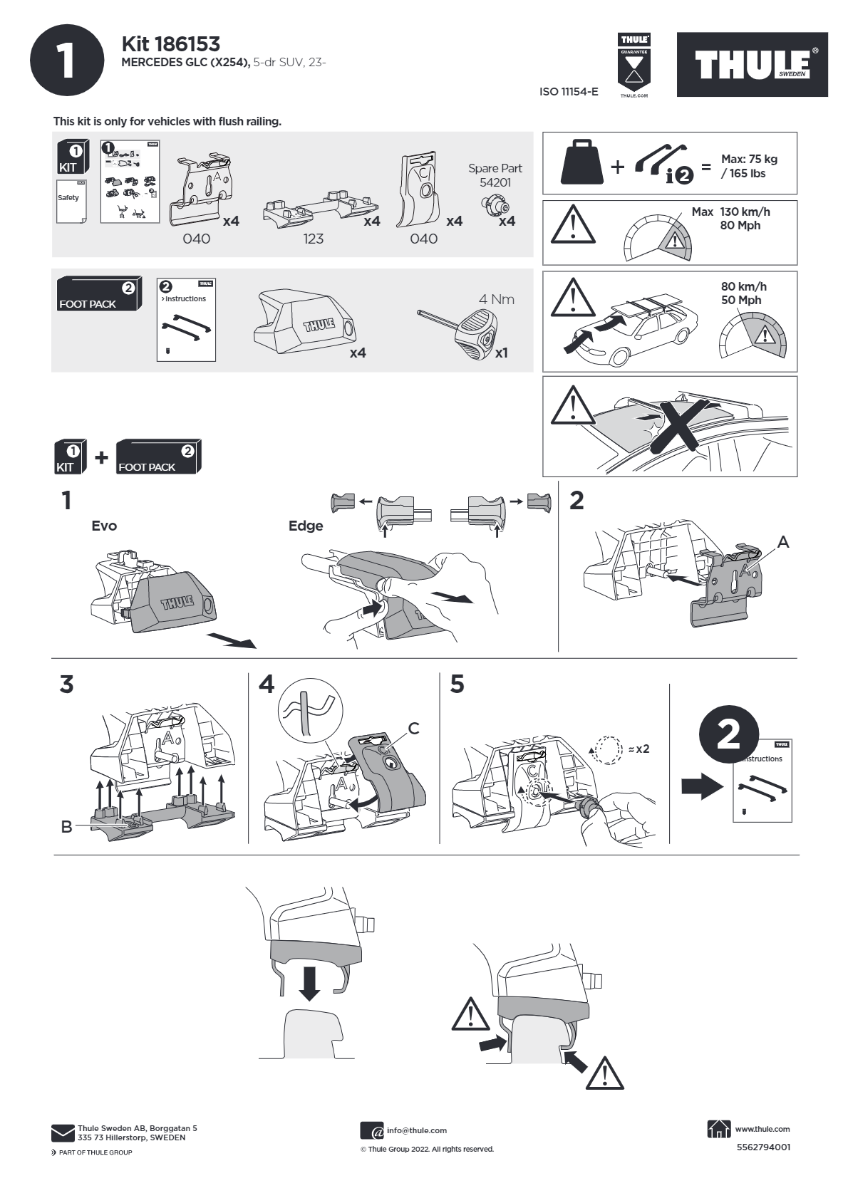 Thule Flush Rail Fit Kit 6153